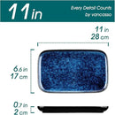 vancasso Stern Serving Platters Set of 4, 11 Inches Rectangular Ceramic Serving Plates, Blue Serving Trays for Entertaining by CozyNest Decor