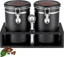 Yangbaga Ground Coffee Storage Container with Shelf, 2×63OZ 304 Stainless Steel Coffee and Sugar Container,Airtight Coffee Canisters with Scoop, Food Storage Jars for Kitchen,Nuts,Tea,Sugar by CozyNest Decor