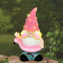 BAYN Garden Gnome Statues Outdoor Decor, Solar Powered Outdoor Gnome with Flamingo Swimming Decorative Yard Garden Lights Art Gifts with 11 Warm White LEDs by CozyNest Decor