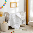 PINNKKU 3-Piece Crib Bedding Set for Boy Girls, Includes Crib Skirt, Blanket and Sheet, Baby Bedding, Pintuck Pinch Pleat White by TinyTreasures Baby Boutique