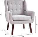 HUIMO Accent Chairs Set of 4, Upholstered Button Tufted Armchair, Linen Fabric Sofa Chairs for Bedroom, Living Room, Mid Century Modern Comfy Reading Chair (4, Light Grey) by CozyNest Decor