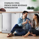 Tylza Beverage Refrigerator 15 Inch Wide, Mini Fridge Stainless Steel Under Counter Beverage Cooler, 130 Cans Beer Fridge with Built-in and Freestanding Beverage Fridge by CozyNest Decor