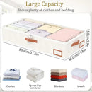 Yawinhe Under Bed Storage Containers, 2 Pack, Bin with Lids, Collapsible Closet Organizers, with Sorting Card Slot and 4 Leather Handles, for Blanket, Bedding, 31.5''Lx15.7''Wx6''H, Beige by CozyNest Decor