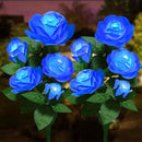 Solar Flower Lights Outdoor - Upgraded New Material Two Modes Realistic LED Solar Powered Waterproof Lights with 5 Roses, Solar Decorative Stake for Garden (Blue, 2 Pack) by GreenHaven Gardens