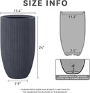 Kante 24 Inch Tall Round Concrete Planter, Large Indoor Outdoor Plant Pots with Drainage Hole and Rubber Plug, Modern Decorative Garden Pots for Home Patio Porch, Textured Charcoal by GreenHaven Gardens