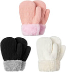 Winter Mittens Gloves Beanie Hat Set for Kids Baby Toddler Children, Thick Warm Knit Fleece Lined Thermal Set for Boys Girls by TinyTreasures Baby Boutique