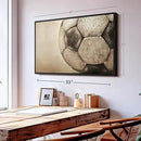 Elephant Stock Worn Soccer Ball Wall Art - Horizontal Framed Canvas - 1-Piece Living Room Wall Decor - Photography sports Canvas Print - Brown and Gray Decor for Wall - 37" X 25" by CozyNest Decor