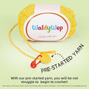 WaldyWop Beginners Crochet Kit for Kids & Adults w/Positive Card - Easy Crochet Starter Kit w/Pre-Started Yarn, Step-by-Step Video Tutorials - Craft Kits, Birthday Gifts for Girls Women, Cute Corn by TinyTreasures Baby Boutique