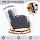 Nursery Rocking Chair with Ottoman, Upholstered Glider Rocker with High Backrest and Side Pocket, Rocking Accent Armchair with Solid Wood Legs for Nursery, Living Room, Bedroom Dark Grey by TinyTreasures Baby Boutique