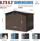 Domi Backyard Storage Shed 8.2’ x 6.2’ with Galvanized Steel Frame,Outdoor Garden Shed Metal Utility Tool Storage Room with Latches and Lockable Door for Balcony Lawn Poolside (Dark Brown) by GreenHaven Gardens