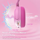 iClever BTH20 Active Noise Cancelling Headphones for Kids, 60H Play Time,Type C Fast Charging, Safe Volume 80dBA, Bluetooth5.4, Award-Winning Kids Headphones Wireless for iPad Tablet Airplane, Pink by TinyTreasures Baby Boutique