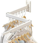 Wall Mounted Clothes Drying Rack, Retractable Laundry Rack for Hanging Clothes, Collapsible, Foldable, White-Rings by CozyNest Decor