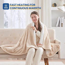 Sealy Electric Blanket Throw Size 50"*60",Super Cozy Flannel to Sherpa Reversible Heated Blanket Throw with 6 Heating Levels & 2-10 Hours Auto Off Overheating Protection Machine Washable,Beige by CozyNest Decor