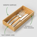 Silverware Tray for Drawer, Stackable Kitchen Bamboo Drawer Organizer 12" x 6" x 2" Set of 2 by CozyNest Decor