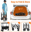 Collapsible Wagon with Table and Canopy, Large Capacity Wagons Carts, Beach Wagon with Big Wheels, Heavy Duty Beach Car Utility Wagon for Outdoor Park, Shopping, Sports, Camping, Garden by GreenHaven Gardens