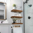 QEEIG Floating Shelves for Wall Bathroom Shelf Bedroom Kitchen Living Room Hanging Book Shelves Small Farmhouse Decor 16 inch Set of 3, Rustic Brown (015-BN3) by CozyNest Decor