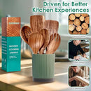 Wooden Spoons for Cooking 6 Piece - Natural Teak Wood Kitchen Utensils Set - Smooth Finish Soft Comfort-Grip Safe for Nonstick By HOWHONG by CozyNest Decor