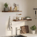 Floating Shelves for Wall, 31.5"W x 6.7"D x 1.5"H, Wooden Wall Mounted Display Shelf with Invisible Brackets for Living Room, Bedroom, Bathroom, Kitchen Decor & Storage, Set of 2, Rustic Brown by CozyNest Decor