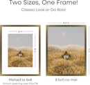 Homeforia 8.5x11 Picture Frame Bronze, High End Metal Brass Frame 8.5 x 11 with Mat 6 by 8 Photo, 11x8.5 Frames Matted to 6x8 Print, 8.5by11 Wall or Tabletop Frames, Tempered Glass, Wall Kit, Set of 1 by CozyNest Decor