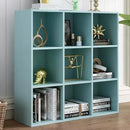 9-Cube Storage Shelf Bookcase - Wooden 3-Tier Floor Standing Open Bookshelf for Home and Office, Display Cabinet, Light Blue by CozyNest Decor