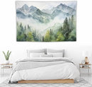 HZOHNAGO Mountain Tapestry Misty Green Forest Mountain Pattern Printed Wall Tapestry Wall Hanging for Bedroom Living Room Dorm 90" W x 60" H by CozyNest Decor