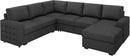 HONBAY Sectional Couch with Pull Out Bed, Sectional Sleeper Sofa with Storage, U Shape Couches for Living Room, Dark Grey by CozyNest Decor
