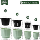 T4U 7 Inch Self Watering Pots for Indoor Plants, 4 Pack Green Plastic Flower Pots for All House Plants, Flowers, African Violets by GreenHaven Gardens