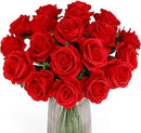 Red Fake Roses Artificial Flowers - 16 Pcs Fake Artificial Roses Silk Flowers with Stems for Home Wedding Hotel Office Centerpiece Decor by CozyNest Decor