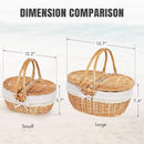 Happypicnic 12" Picnic Basket - Small Wicker Basket with Foldable Handle Lid & Removable Liner | Cute Picnic Basket Toy Empty for Kids, Gift, Halloween, Christmas, Valentines, Easter, Birthday, Flower by GreenHaven Gardens