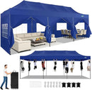 COBIZI 10x30 Pop up Canopy Heavy Duty with 8 Sidewalls, Easy Set-up Commercial Outdoor Party, 100% Waterproof Wedding Canopy Gazebo, 3 Height Adjustable with Wheeled Bag, Dark Blue by GreenHaven Gardens