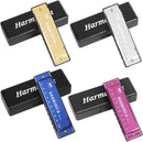 UPINS Harmonica, 4PCS Key of C 10 Hole 10 Tones Titanium Color Harmonica with Case for Beginner Students(Gold, Silver, Pink, Blue) by TinyTreasures Baby Boutique