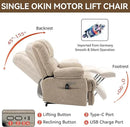 Large Power Lift Recliner Chair with Massage and Heat for Elderly, Ergonomic Backrest, Infinite Adjust, 2 Side Pockets,USB and Type-C Ports, Chenille Beige by CozyNest Decor