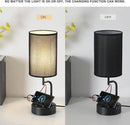 Dreamholder Table Lamp with 3 USB Charging Ports, Modern Desk Lamp with AC Outlet and Phone Stands, Perfect Bedside Lamp for Bedroom, Living Room, Office (Pack of 2), Black by CozyNest Decor
