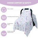 80S Muslin Car Seat Cover for Babies - Soft & Breathable Infant Carrier Canopy, Lightweight Sunshade for Summer, Universal Fit for Baby Boys & Girls by TinyTreasures Baby Boutique