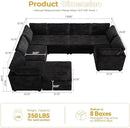 HOOOWOOO Modular Sectional Sofa,8 Pieces Sectional Couches for Living Room,131X98 G Shaped Cloud Couch with Ottoman Chaise(Black Velvet Corduroy) by CozyNest Decor
