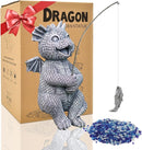 Goodeco Dragon Statue Garden Decor - Adorable Baby Fishing Dragon Figurines Outdoor Statues for Koi Pond/Fairy Garden Accessories,Gardening Gifts for Women 5.1 * 8.5 in by GreenHaven Gardens