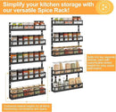 X-cosrack 5-Tier Small Wall-Mounted Spice Rack Organizer, Height-Adjustable, Space-Saving Compact Design for Kitchen Pantry Cabinet, Black by CozyNest Decor