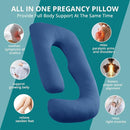 Sasttie Pregnancy Pillows for Sleeping, Jumbo U Shaped Cooling Full Body Pillow with Removable Cover, Pregnant Women Must Haves, Maternity Essential, Navy by TinyTreasures Baby Boutique