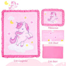 UOMNY Crib Bedding Set for Girls 4 Piece Unicorn Baby Girl Crib Bedding Sets with Baby Comforter Crib Sheet Crib Skirt Pillowcase Nursery Bedding Set by TinyTreasures Baby Boutique