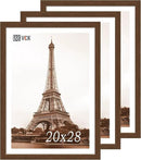 VCK 20x28 Picture Frame 3 Pack, Brown Wood Poster Frame with Exclusive Wood Grain, Wall Mounting Hanging by CozyNest Decor