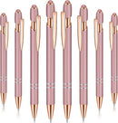 8 Pieces Ballpoint Pen with Stylus Tip Black Ink 2 in 1 Stylus Metal 1.0 mm Medium Point Smooth Pen Rainbow Colorful Rubberized Ballpoint for Touch Screen Tablet(Rose Gold) by TinyTreasures Baby Boutique