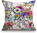 TSSOHU Throw Pillow Cover Vivid Colorful Garden Print Blossoming Wildflowers Birds Leaves Branches Decorative Throw Pillow Case Square 18" x 18" Home Couch Bed Pillowcase by CozyNest Decor