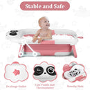 Foldable Baby Bathtub, Lightweight Bathtub for Infants to Toddlers with Soft Cushion & Thermometer, Portable Baby Tub Newborn to Toddler 0-36 Months(Pink) by TinyTreasures Baby Boutique