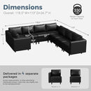 118.5" Faux Leather Modular Sectional Sofa, U Shaped Couch Set for Living Room, Large 8-Seater Comfy Cloud Couches with Storage Seat DIY Combination - Black by CozyNest Decor