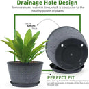 Quarut 10 Inch Flower Pots Planters for Outdoor Indoor, 3 Pack Plastic Plant Pots with Drainage Hole & Tray, Modern Decorative Garden Pot with Saucer, planters for House (Gray) by GreenHaven Gardens