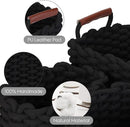 Sea Team 3-Pack Rectangle Woven Cotton Rope Storage Baskets with Handles, Shelf Basket, Closet Organizers, 3-in-1, Black by CozyNest Decor