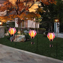 Hot Air Balloon Outdoor Lantern with Flickering Flame, Handmade Glass Solar Lantern with Flag Pattern Waterproof Lantern Lamp for Patio, Garden, Porch by GreenHaven Gardens