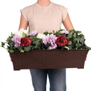 Elly Décor Set of 2 24x8 Rectangular Modern, Resistant and Self Watering Planter with Rattan-Like Finish, 24", Chocolate Brown by CozyNest Decor
