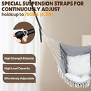 Chihee Hammock Chair Hanging Swing 2 Pillows Included,Strong Webbing Straps and Hooks for Easy Hanging Soft Cotton Hanging Chair Side Pocket Tassel Chair Comfort Indoor Outdoor Light Grey by GreenHaven Gardens