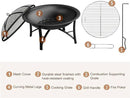 Fire Beauty Fire Pit for Outside Wood Burning,BBQ Grill Steel Fire Bowl with Cooking Grate,Spark Screen Cover,Log Grate,Poker for Camping Beach Bonfire Picnic Backyard Garden by GreenHaven Gardens